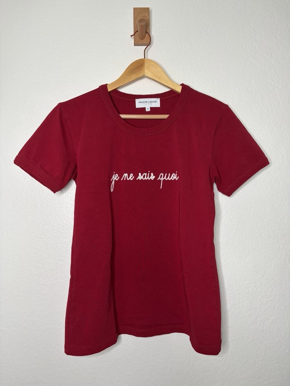 Maison Labiche Paris Red Je Ne Sais Quoi Short Sleeve Shirt Size Medium Casual
